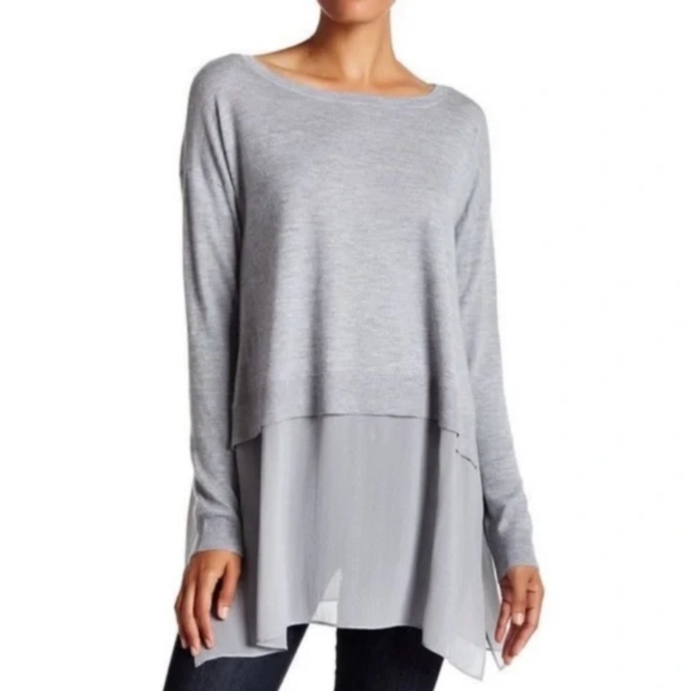 Eileen Fisher Cashmere Silk Sweater Tunic Gray Grey Size XS